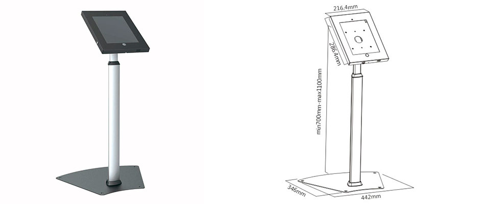 Soporte de piso antirrobo para tables y/o ipads